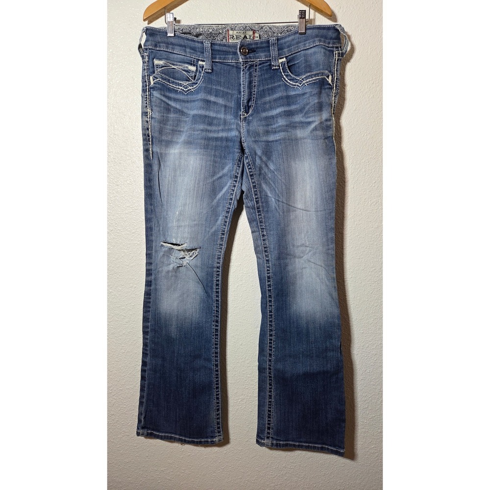 Ariat Jeans Women's 32R REAL Denim Boot Cut Distressed Western Cowgirl Y2K Denim
